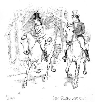 &39;السيد. دارسي معه "، رسم توضيحي من" كبرياء وتحامل "لجين أوستن ، طبعة نشرت عام 1894 بواسطة هيو طومسون